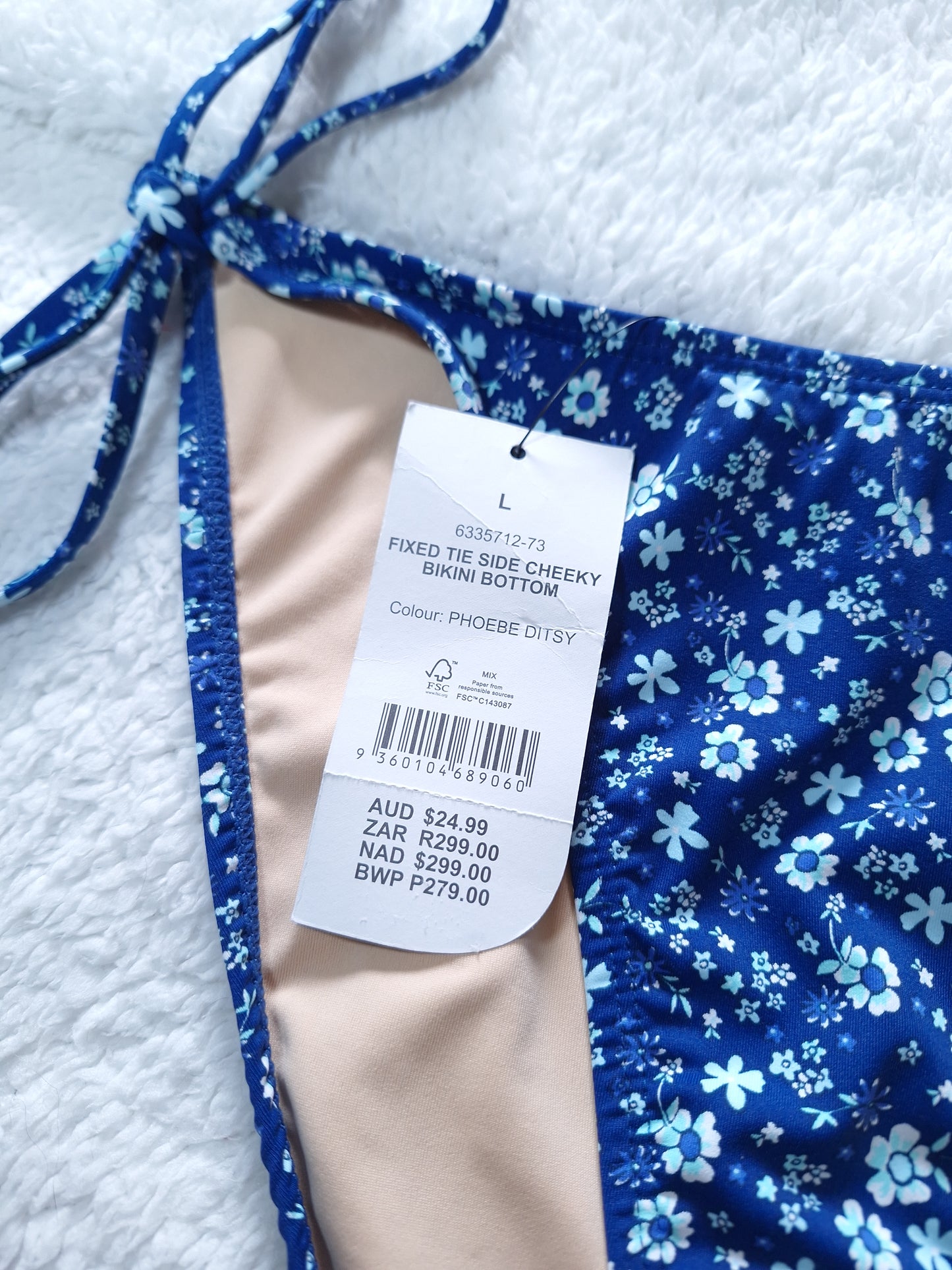 Cotton On Fixed Tie Side Cheeky Bikini Bottom Colour: Phoebe Ditsy