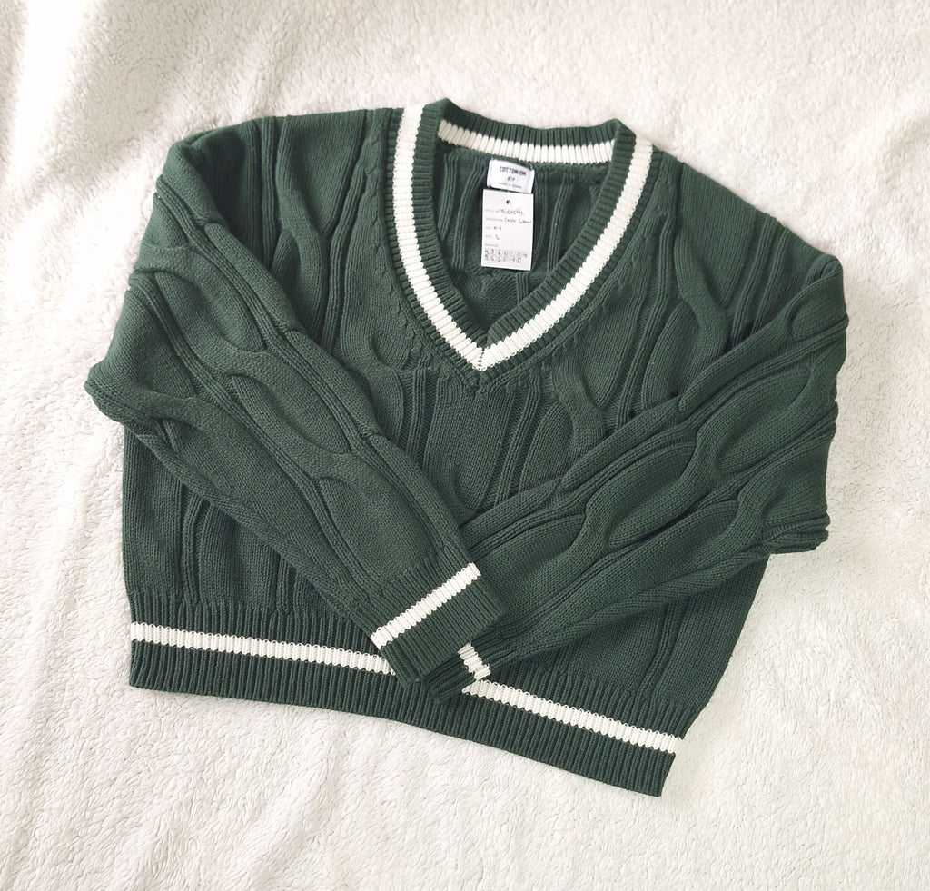 Cotton On Cable Cotton V - Neck Pullover