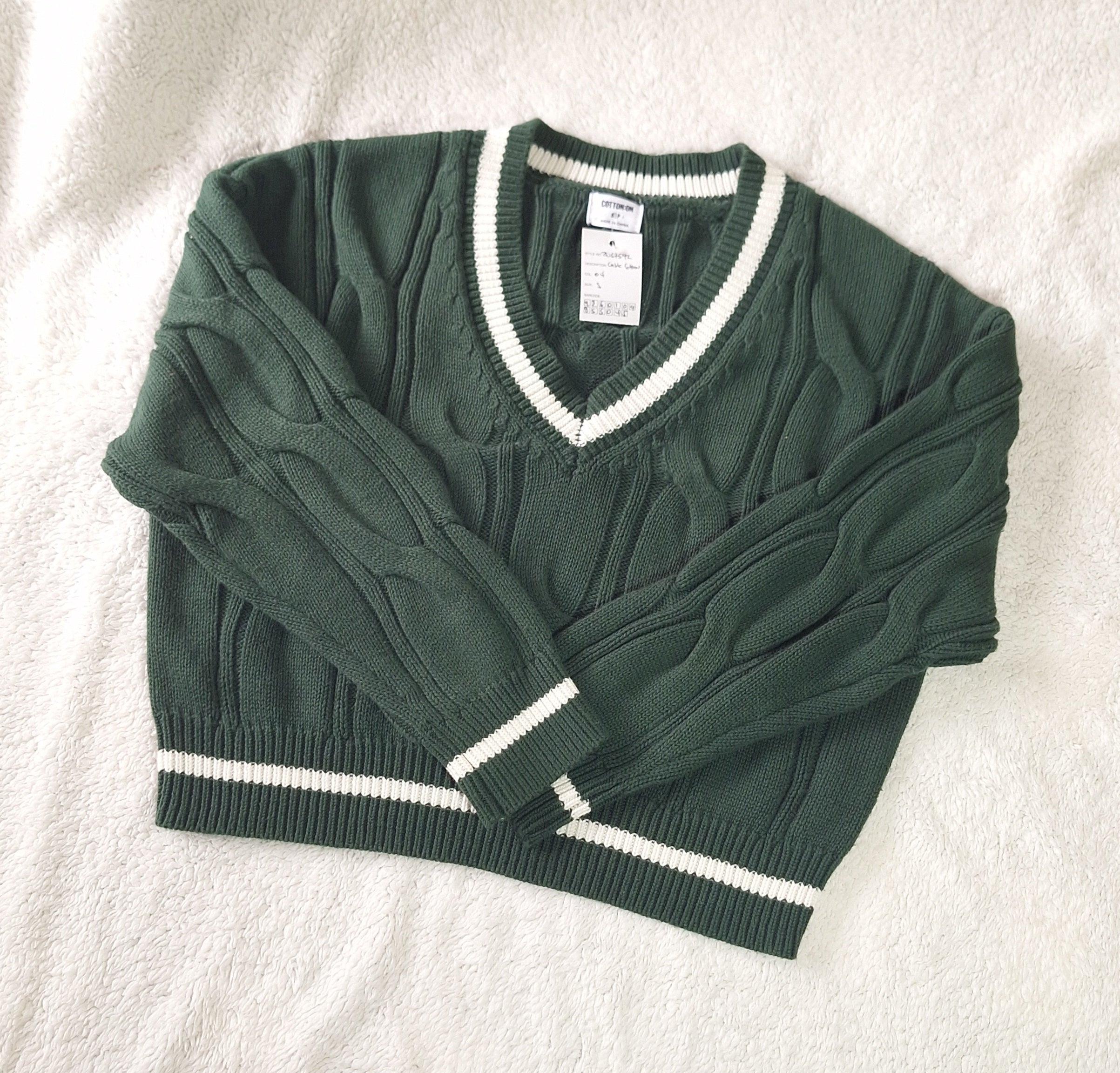 Cotton On Cable Cotton V - Neck Pullover