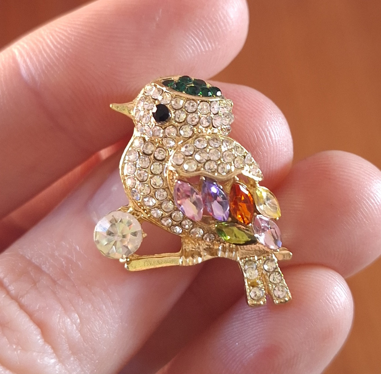 Rhinestone Brooch Magpie Bird