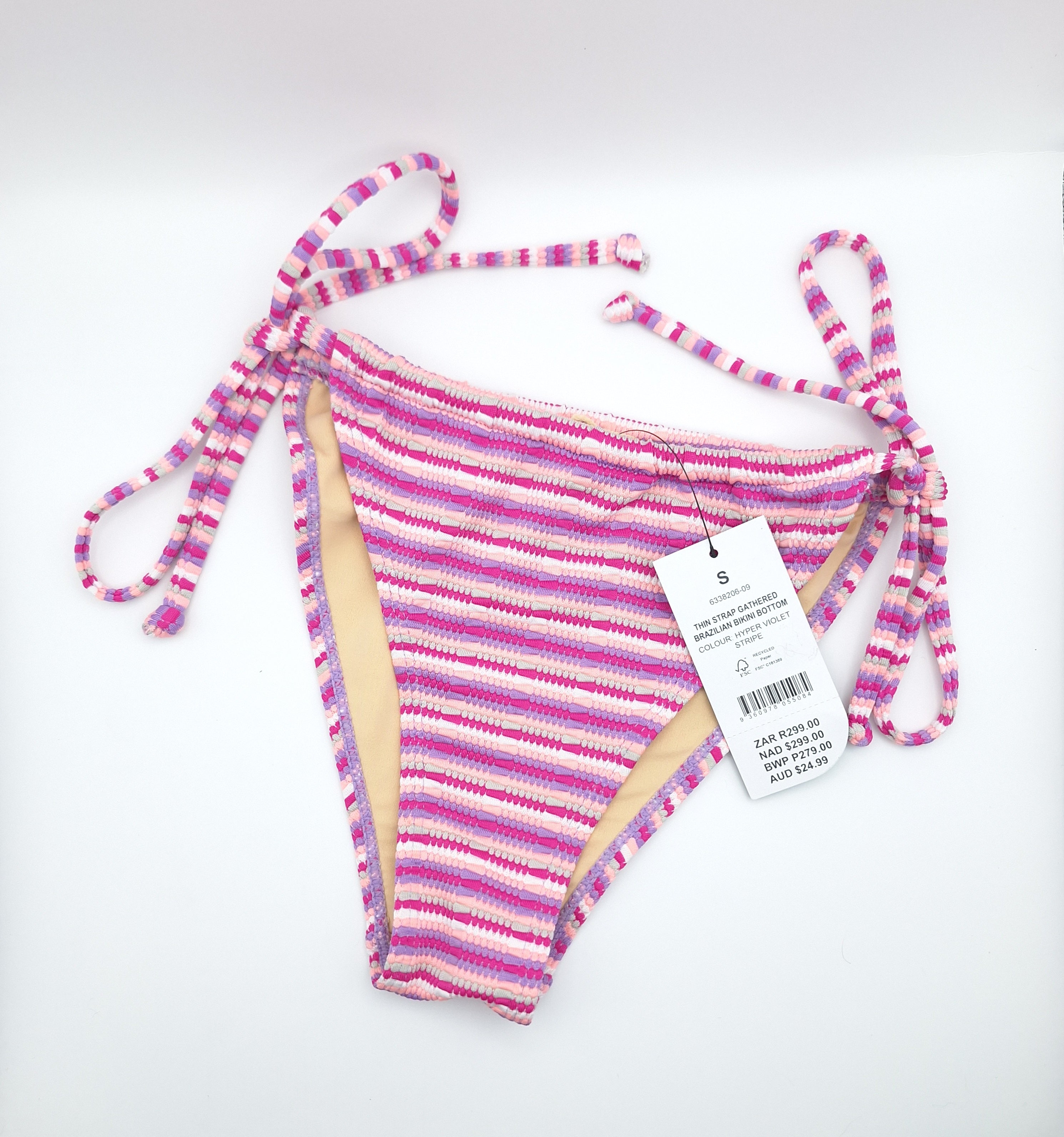 Cotton On Thin Strap Gathered Brazilian Bikini Bottom