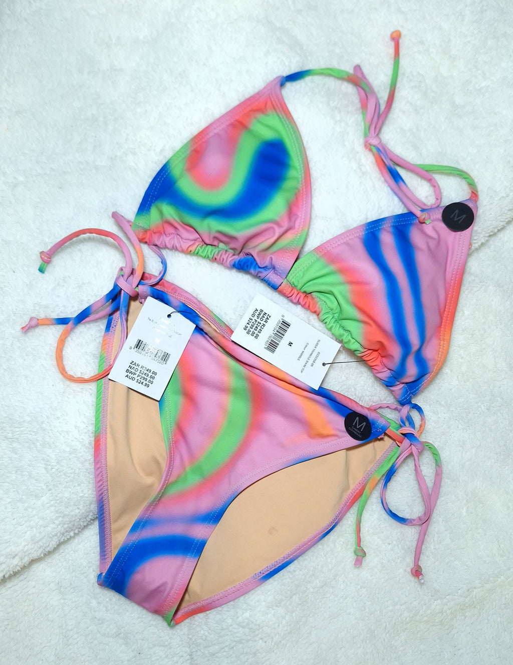 Cotton On Bikini Set  Slider Triangle Bikini Top  Tie Side Cheeky Bikini Bottom Colour: Marble