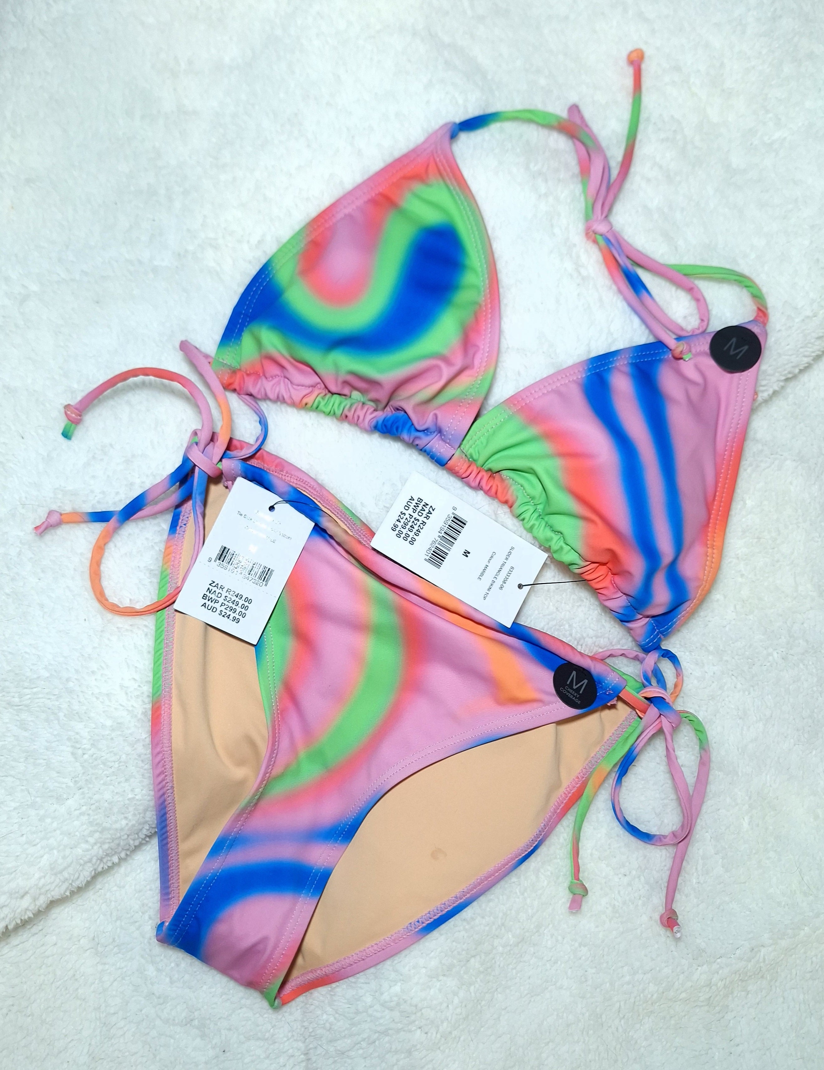 Cotton On Bikini Set  Slider Triangle Bikini Top  Tie Side Cheeky Bikini Bottom Colour: Marble