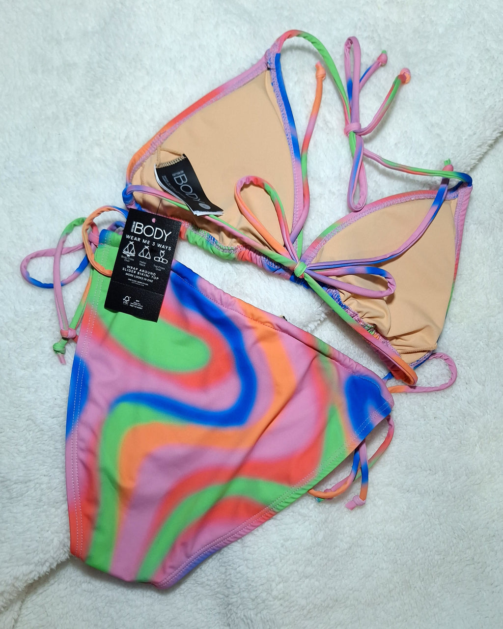 Cotton On Bikini Set  Slider Triangle Bikini Top  Tie Side Cheeky Bikini Bottom Colour: Marble