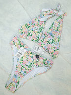 Cotton On Bikini Set  Wide Strap Floss Bikini Top  High-waisted Cheeky Bikini Bottom  Colour: Washed Meadow Fields