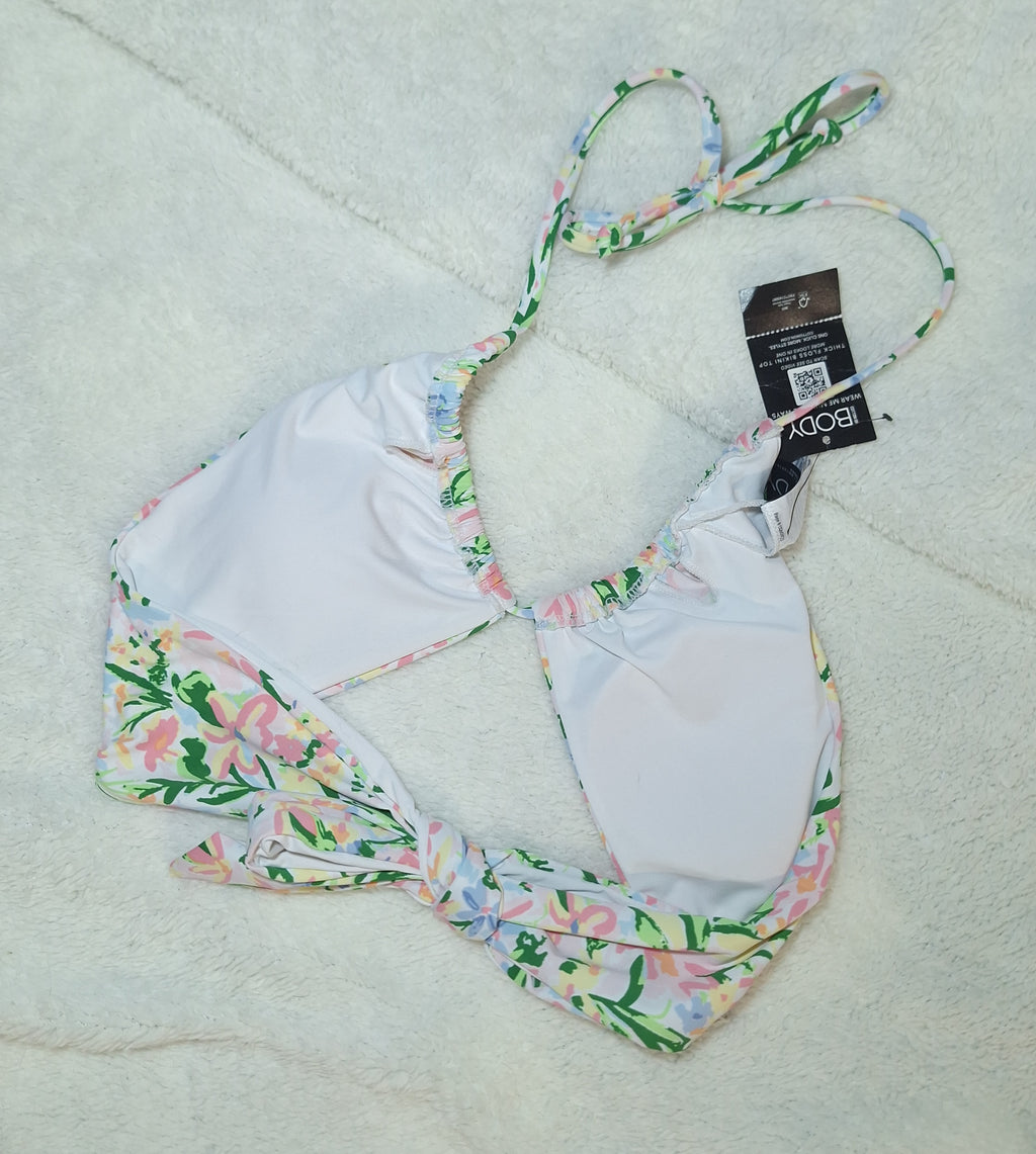 Cotton On Bikini Set  Wide Strap Floss Bikini Top  High-waisted Cheeky Bikini Bottom  Colour: Washed Meadow Fields