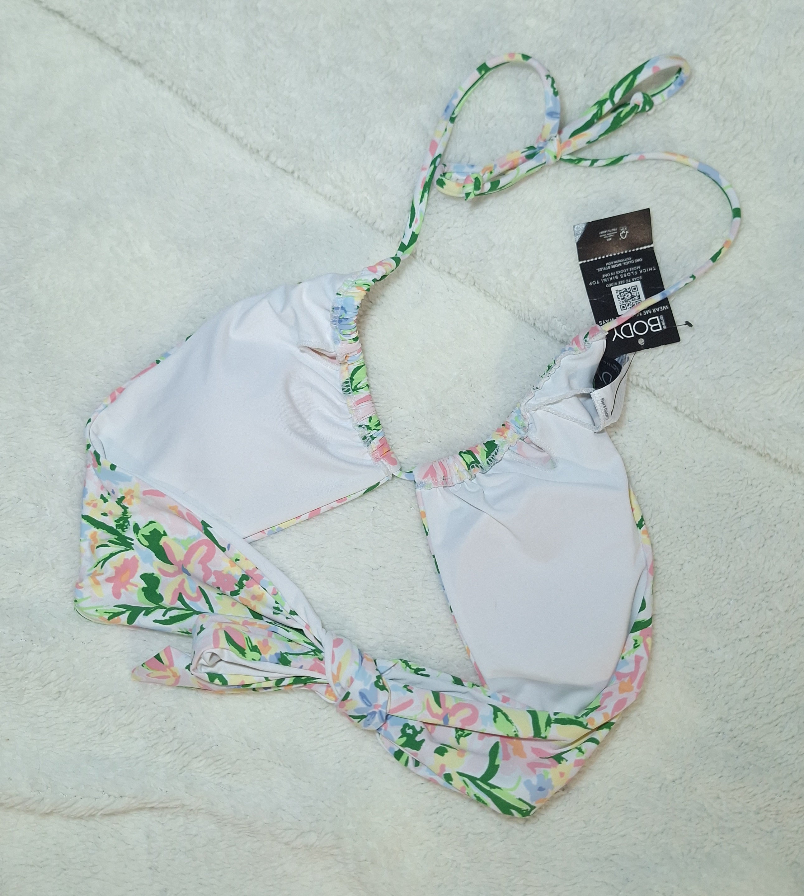 Cotton On Bikini Set  Wide Strap Floss Bikini Top  High-waisted Cheeky Bikini Bottom  Colour: Washed Meadow Fields