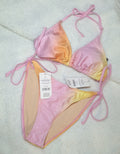 Cotton On Slider Triangle Bikini Top and Fixed Tie Side Cheeky Bikini Bottom in Charlie Ombre Pink Shimmer