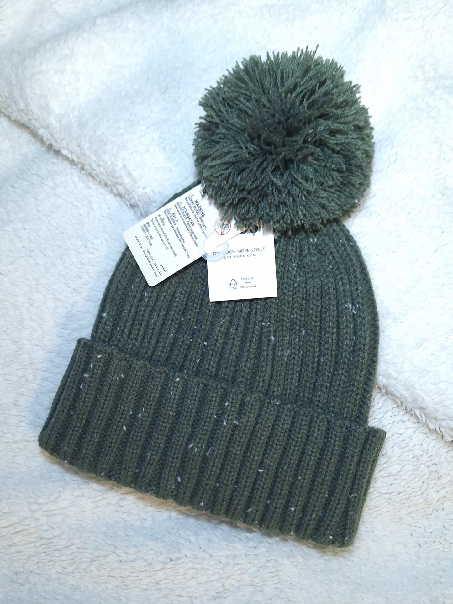 Katoen Op Winter Rib Gebreide Beanie