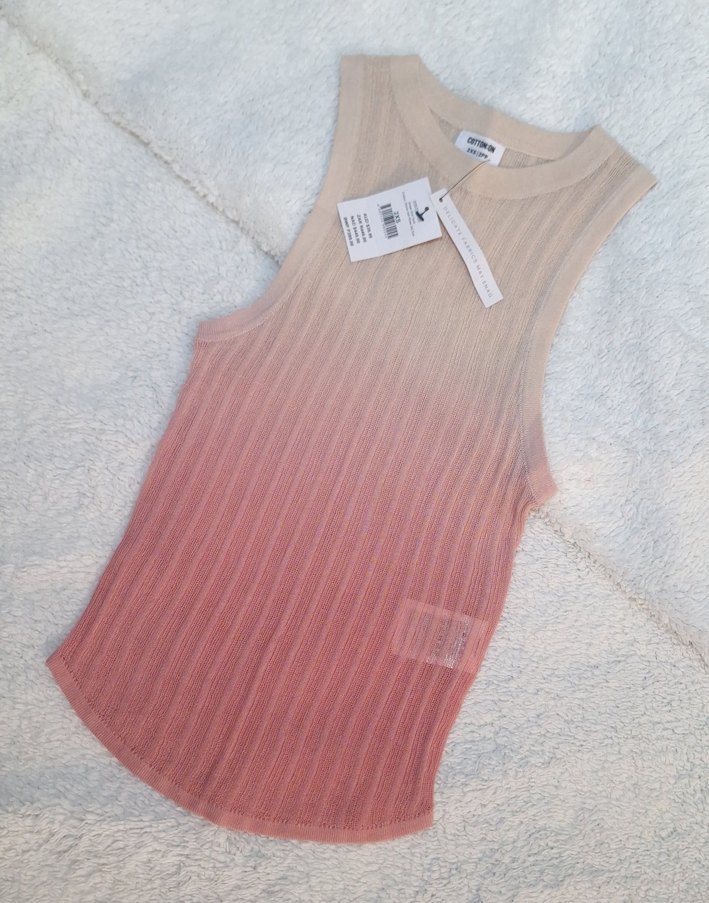 Cotton On Sheer Knit Tank Kleur: Stone Ash Rose Dip Dye