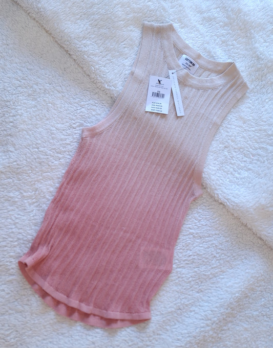 Cotton On Sheer Knit Tank Colour: Stone Ash Rose Dip Dye