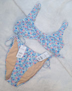 Cotton On U Front Scoop Bikini Top and Fixed Tie Side Cheeky Bikini Bottom in Floral Fraise