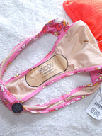 Cotton On Slider Triangle Bikini Top  Colour: Vibrant Orange Crinkle, Full Bikini Bottom  Colour: Hibiscus Pink