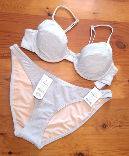Cotton On Slider Triangle Bikini Top, Vol Bikini Onderkant Kleur: Misty Cloud Metaal