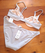 Cotton On Slider Triangle Bikini Top, Full Bikini Bottom  Colour: Misty Cloud Metallic