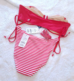 Cotton On U Front Bandeau Bikini Top Kleur: Kreefrooi, Vaste das Kant Cheeky Bikini Onderkant Kleur: Kreefrooi Kreukelstreep