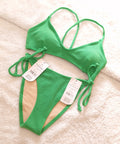 Cotton On Scoop Tri Bikini Top, Vaste Dak Kant Cheeky Bikini Onderkant Kleur: Cactus Groen