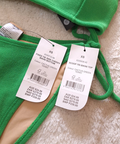 Cotton On Scoop Tri Bikini Top, Vaste Dak Kant Cheeky Bikini Onderkant Kleur: Cactus Groen
