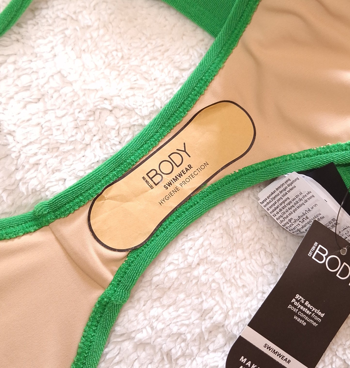 Cotton On Scoop Tri Bikini Top, Vaste Dak Kant Cheeky Bikini Onderkant Kleur: Cactus Groen