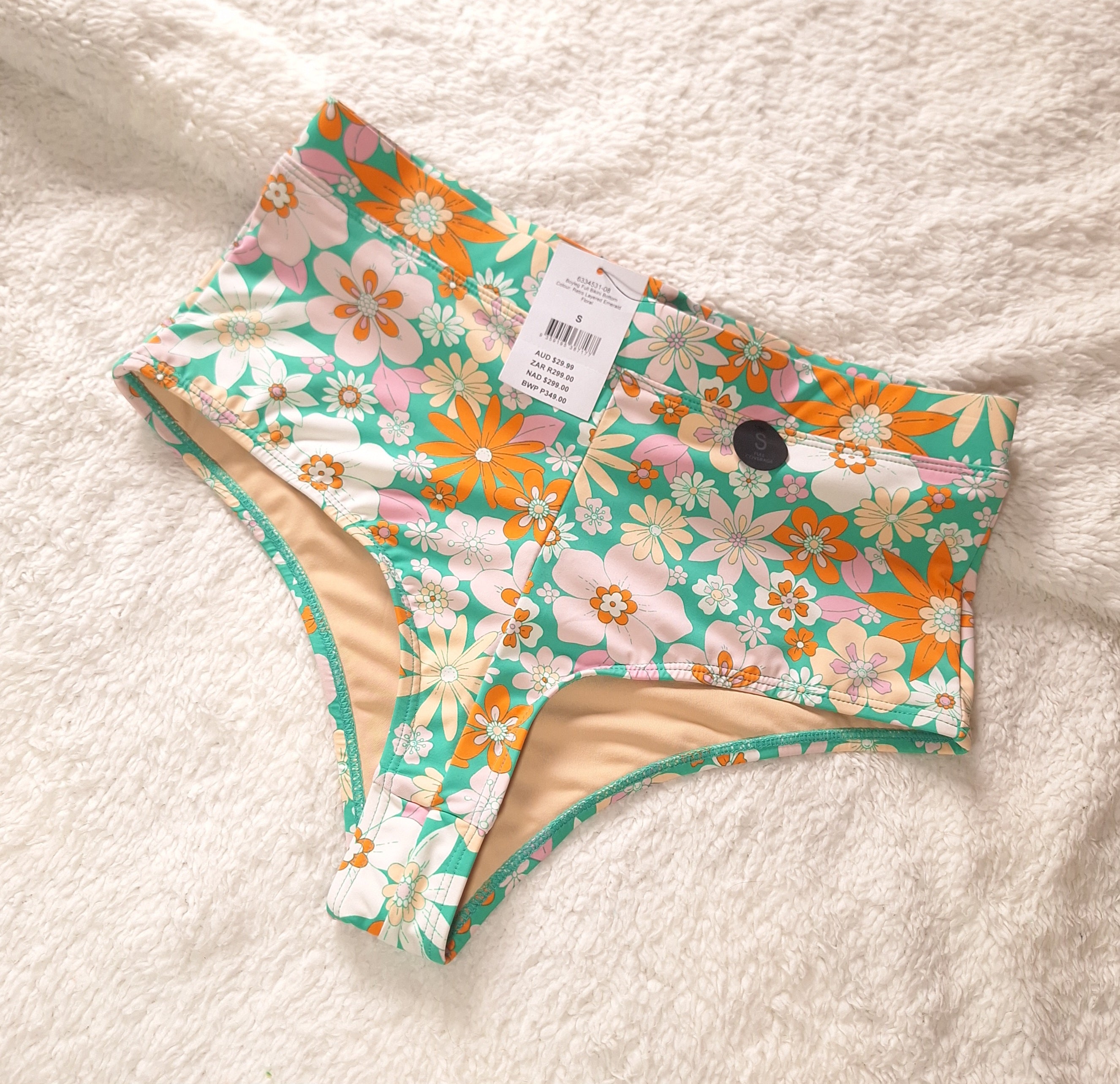 Cotton On - Boyleg Full Bikini Bottom  Colour: Retro Layered Emerald Floral