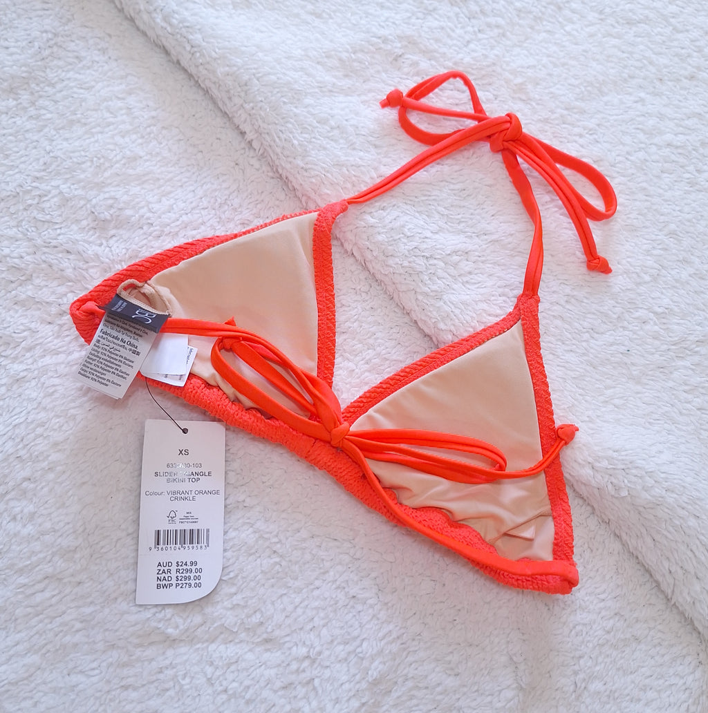 Cotton On Slider Triangle Bikini Top  Colour: Vibrant Orange Crinkle