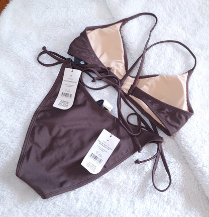 Cotton On Scoop Tri Bikini Top, Vaste das Kant Cheeky Bikini Bottom Kleur: Brownie Shimmer