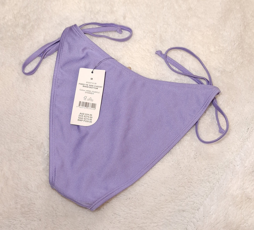 Cotton On Fixed Tie Side Cheeky Bikini Bottom  Colour: Ariel Purple Shimmer