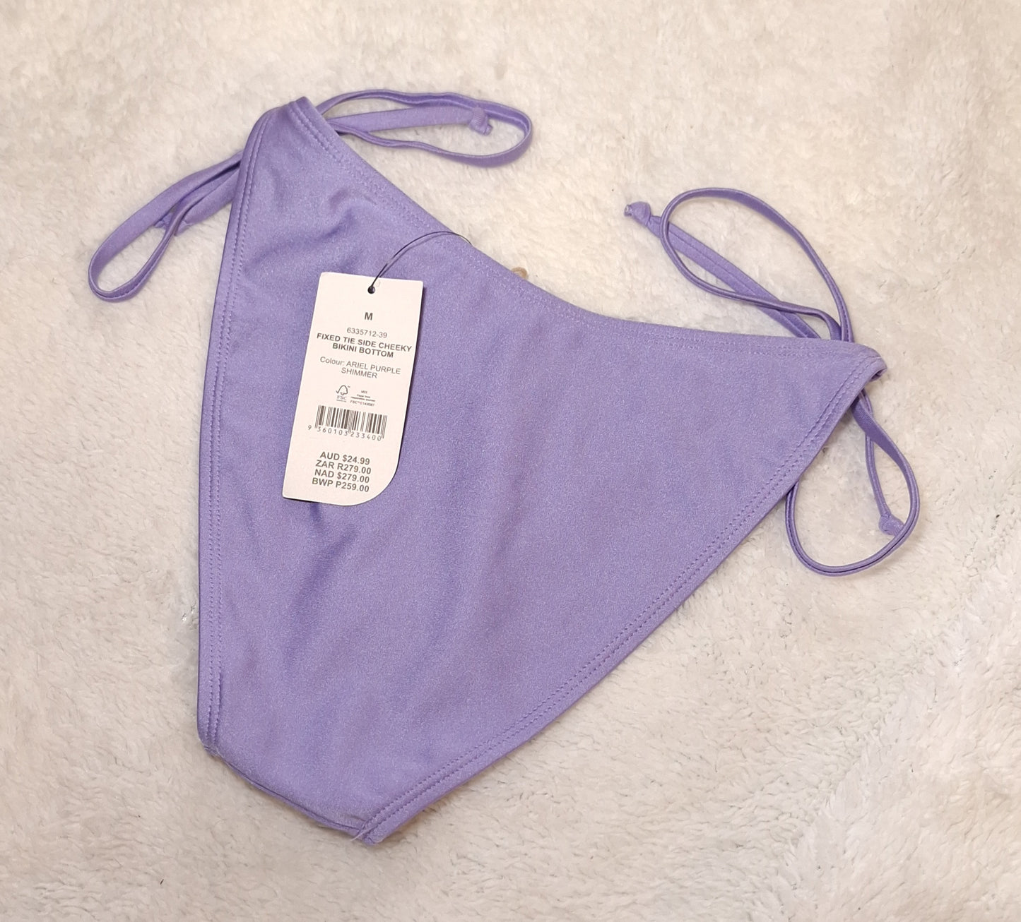 Katoen op vaste das Kant Cheeky Bikini Onderkant Kleur: Ariel Pers Shimmer