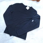 Katoen op die hele dag Modale ronde nek Langmou Kleur: Ink Navy