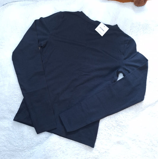 Katoen op die hele dag Modale ronde nek Langmou Kleur: Ink Navy