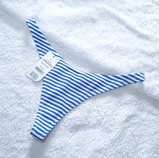 Cotton On Refined High Side Thong Bikini  Colour: Spring Blue Crinkle Stripe