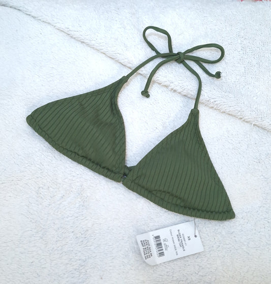 Cotton On Slider Triangle Bikini Top  Colour: Khaki Wide Rib
