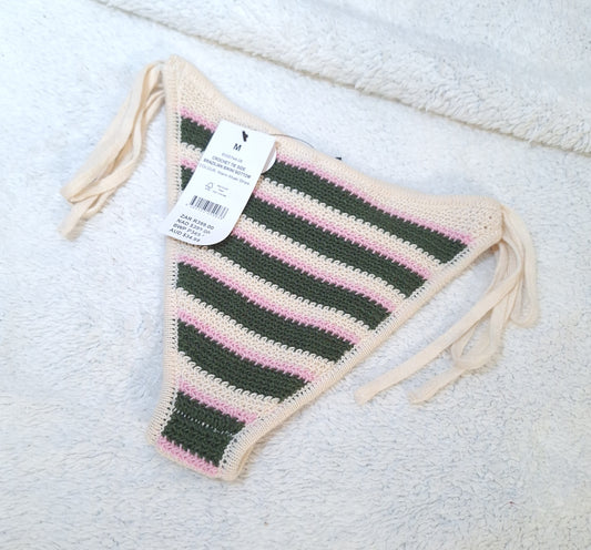 Cotton On Crochet Tie Side Brazilian Bikini Bottom  Colour: Warm Khaki Stripe