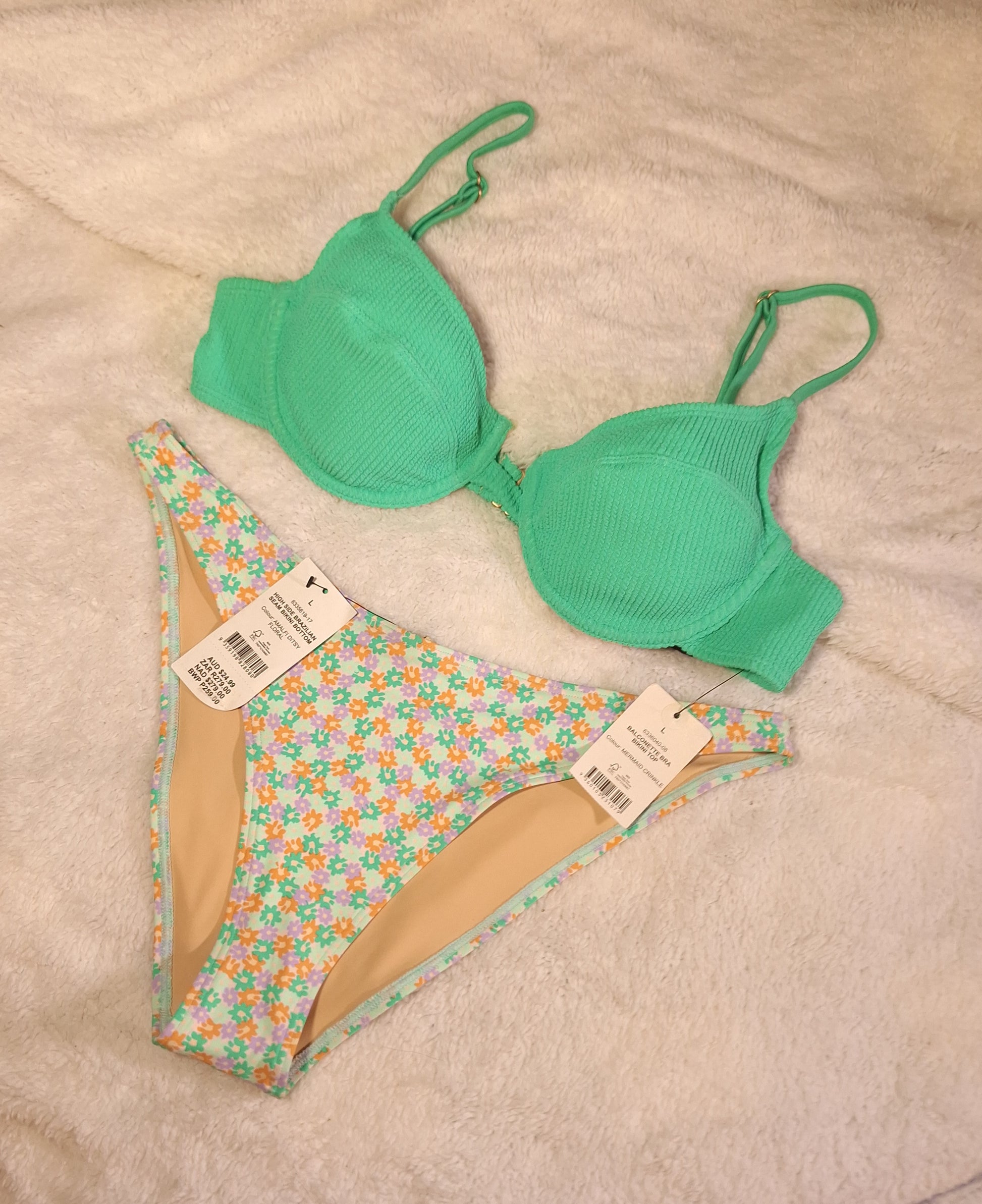 Cotton On Balconette Bra Bikini Top Colour: Mermaid Crinkle, High