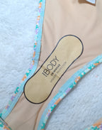 Katoen-op-balkon-bra-bikini-topkleur: meermin kreukel, hoë kant Brasiliaanse naat bikini onderkant kleur: Amalfi Ditsy Floral