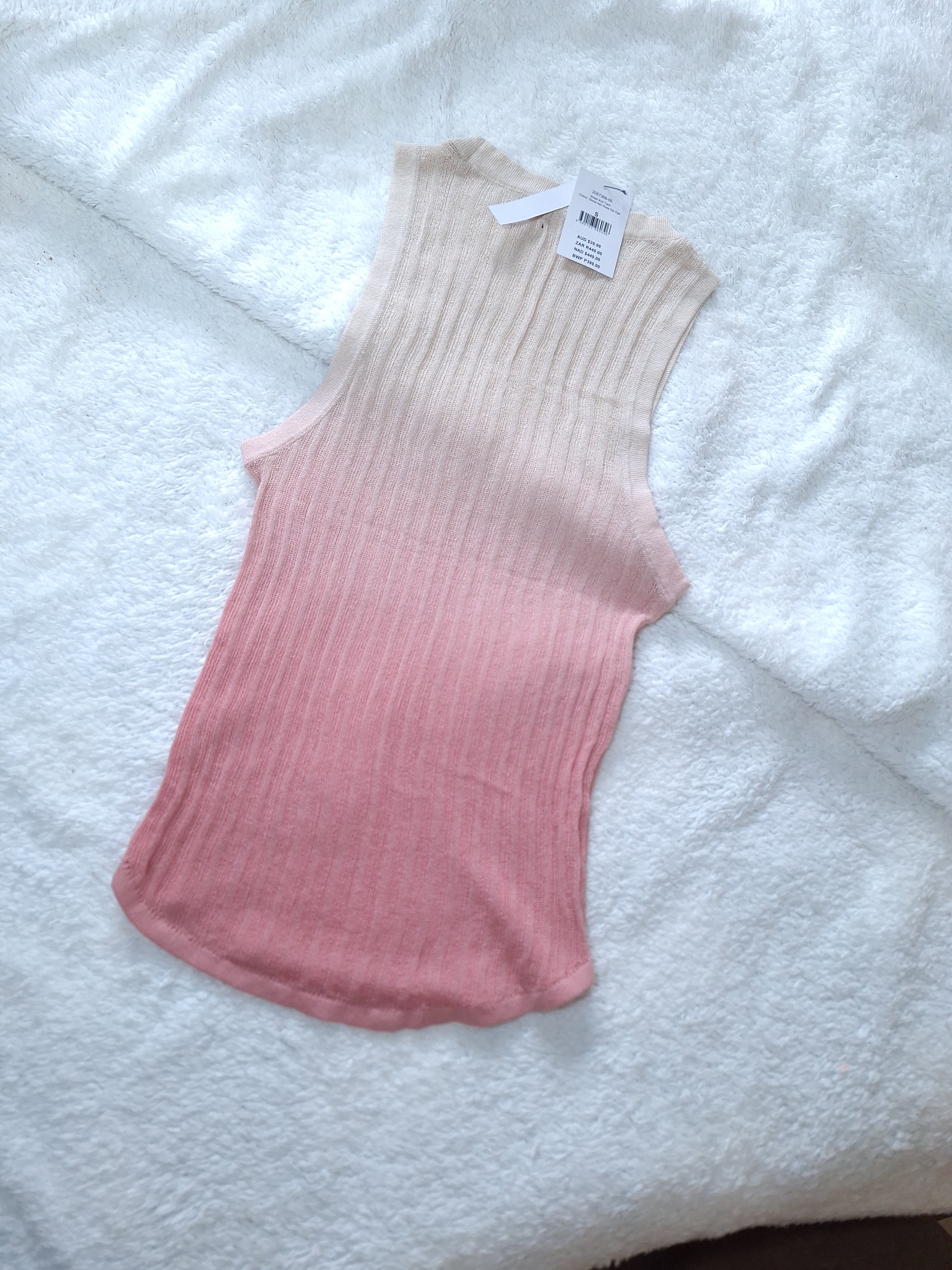 Cotton On Sheer Knit Tank Colour: Stone Ash Rose Dip Dye