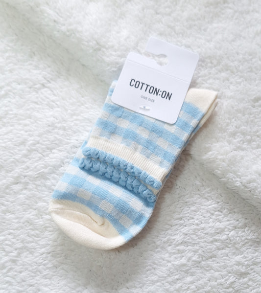 Katoen op Gingham Mid Crew Sock's