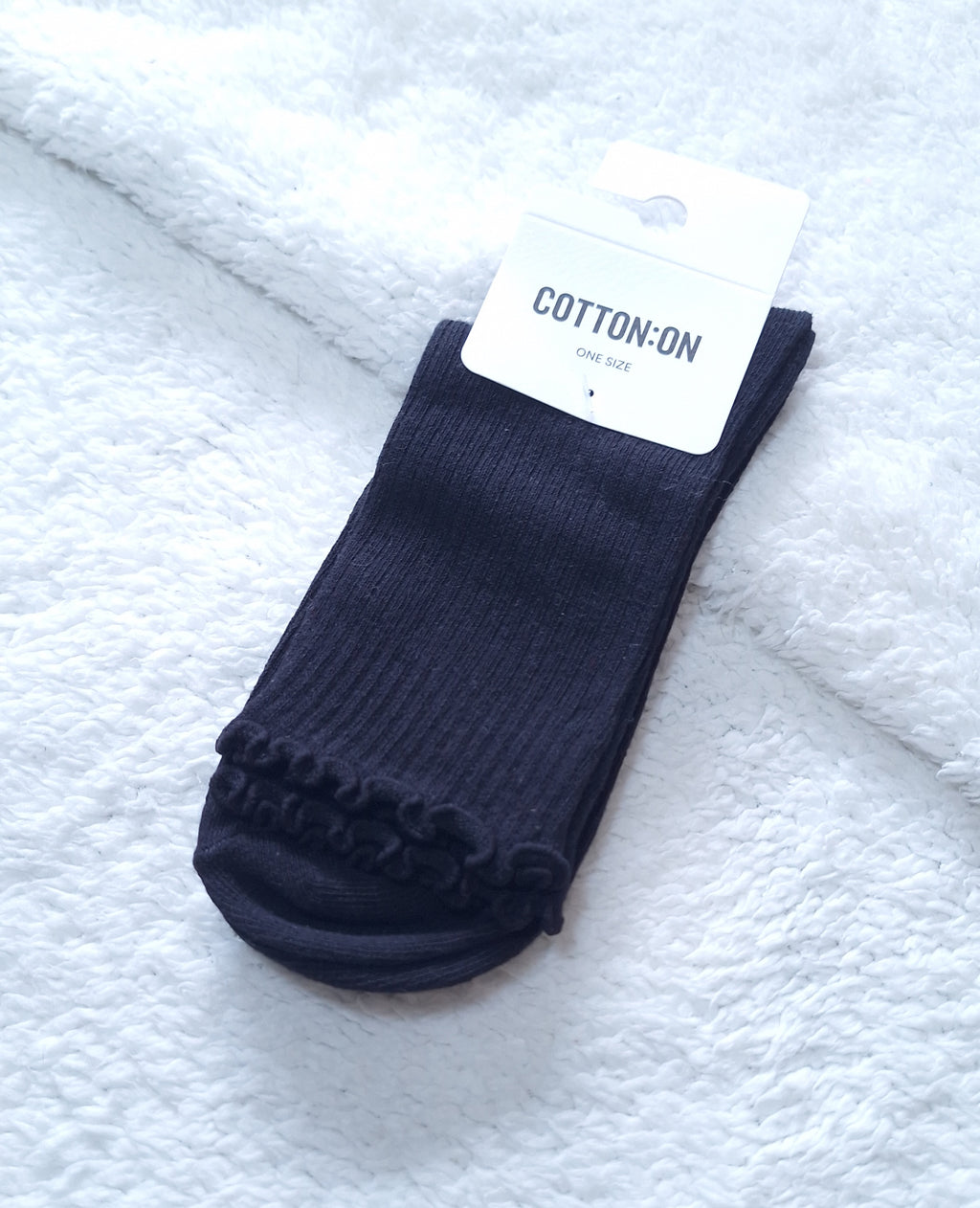 Katoen op Frill Ribbed Crew Sok se Kleur: Soliede Swart