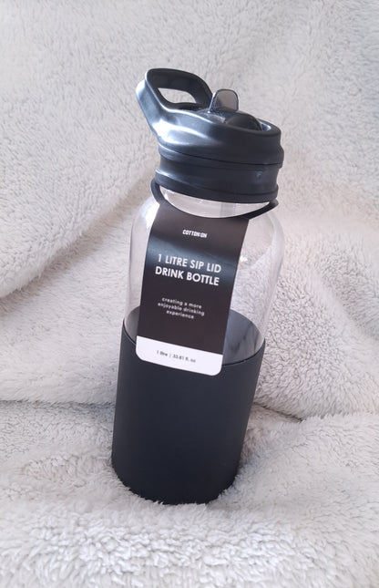 Cotton On 1 Litre Sip Lid Drink Bottle Colour: Black