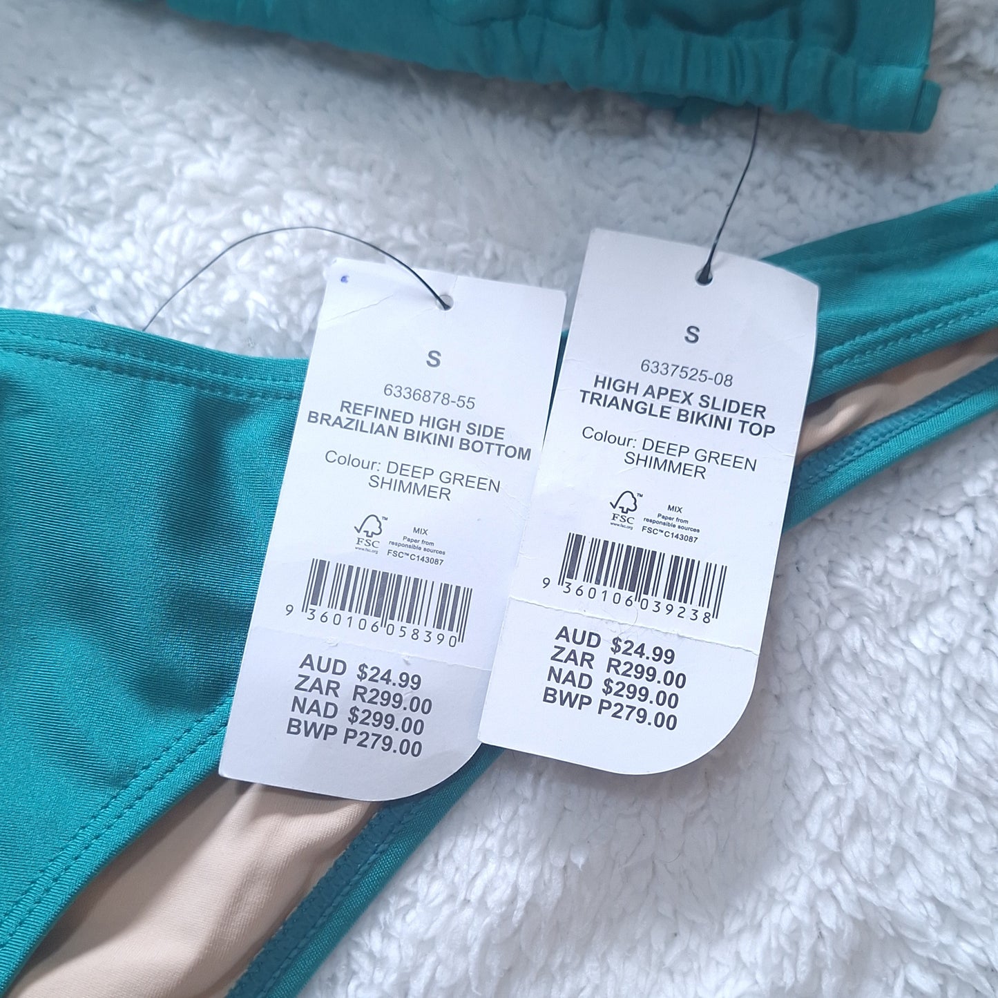 Cotton On High Apex Slider Triangle Bikini Top, Verfynde High Side Brasiliaanse Bikini Onderkant Kleur: diepgroen glinster