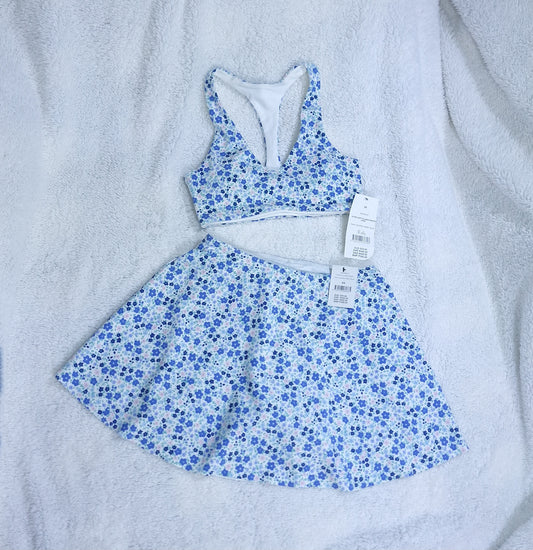 Cotton On Ultra-sagte Duik Racer Crop, Aktiewe Volsirkelromp Kleur: Gia Ditsy Adrift Blue