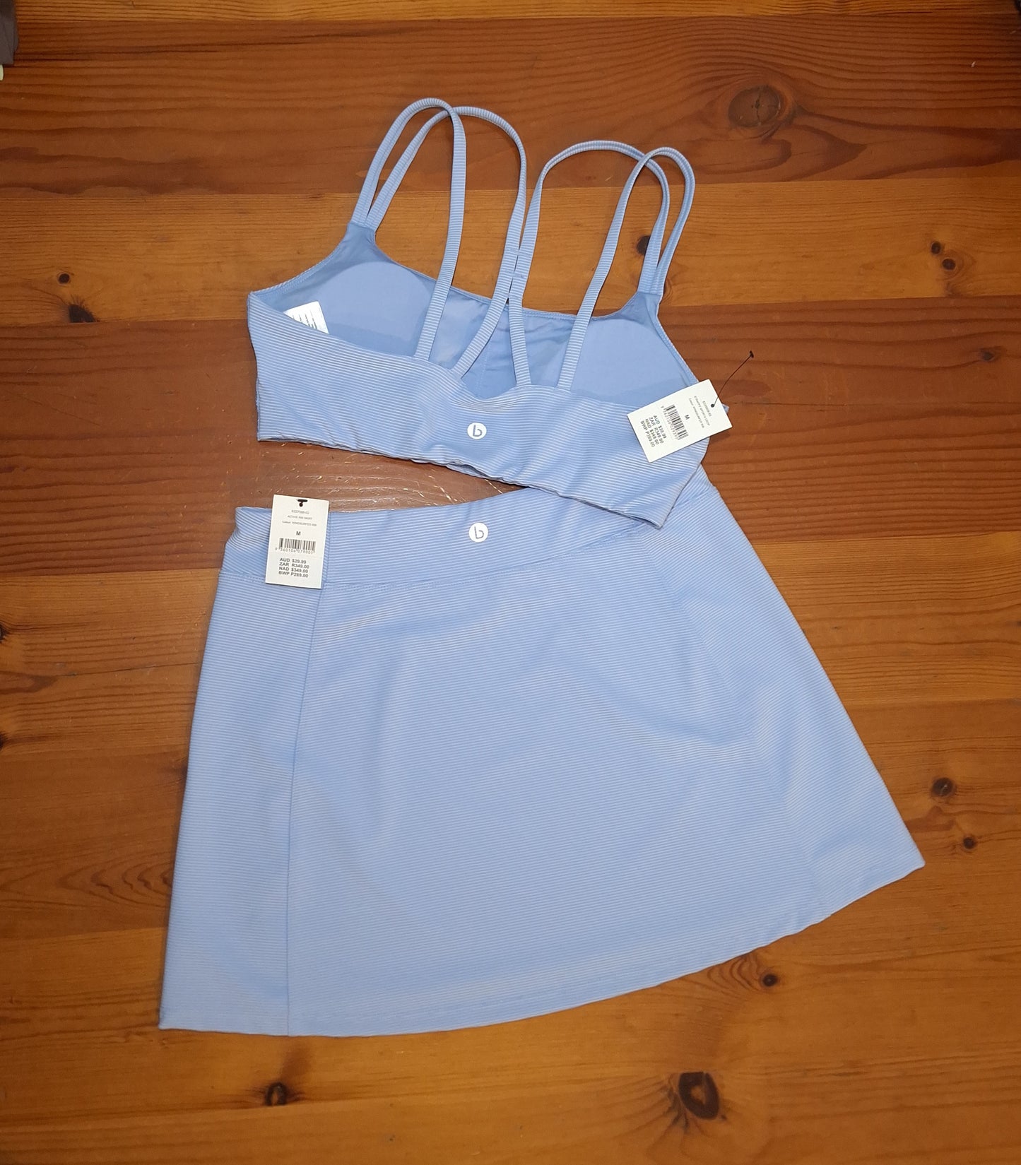 Cotton On Strappy Sports Crop, Active Rib Skirt Colour: WindSurfer Rib