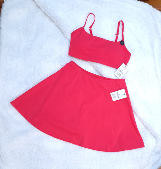 Cotton On Recycled Workout Crop, Active Full Circle Skirt Colour: French Red