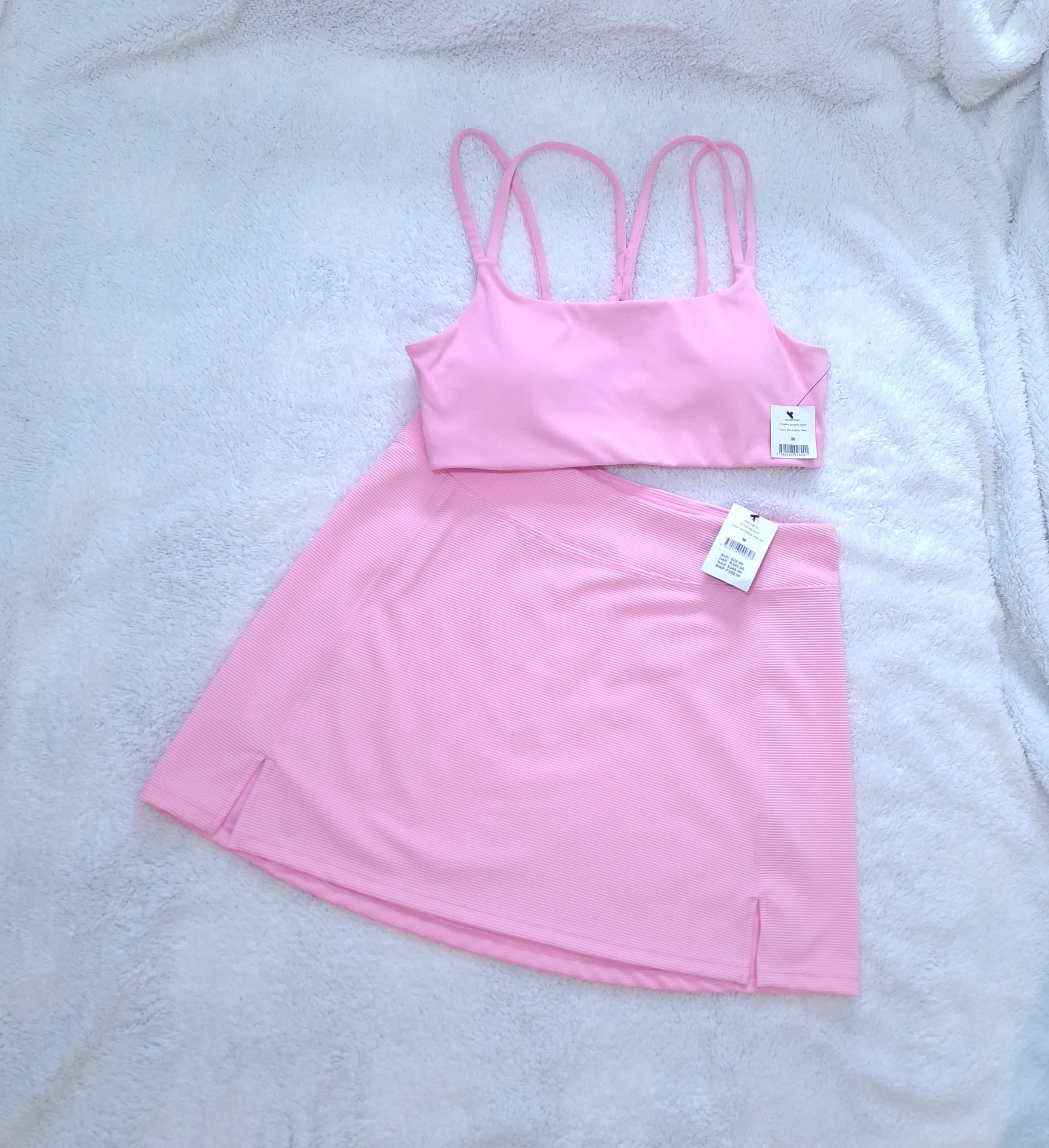 Cotton On Strappy Sports Crop, Active Rib Skirt Colour: Millennial Pink