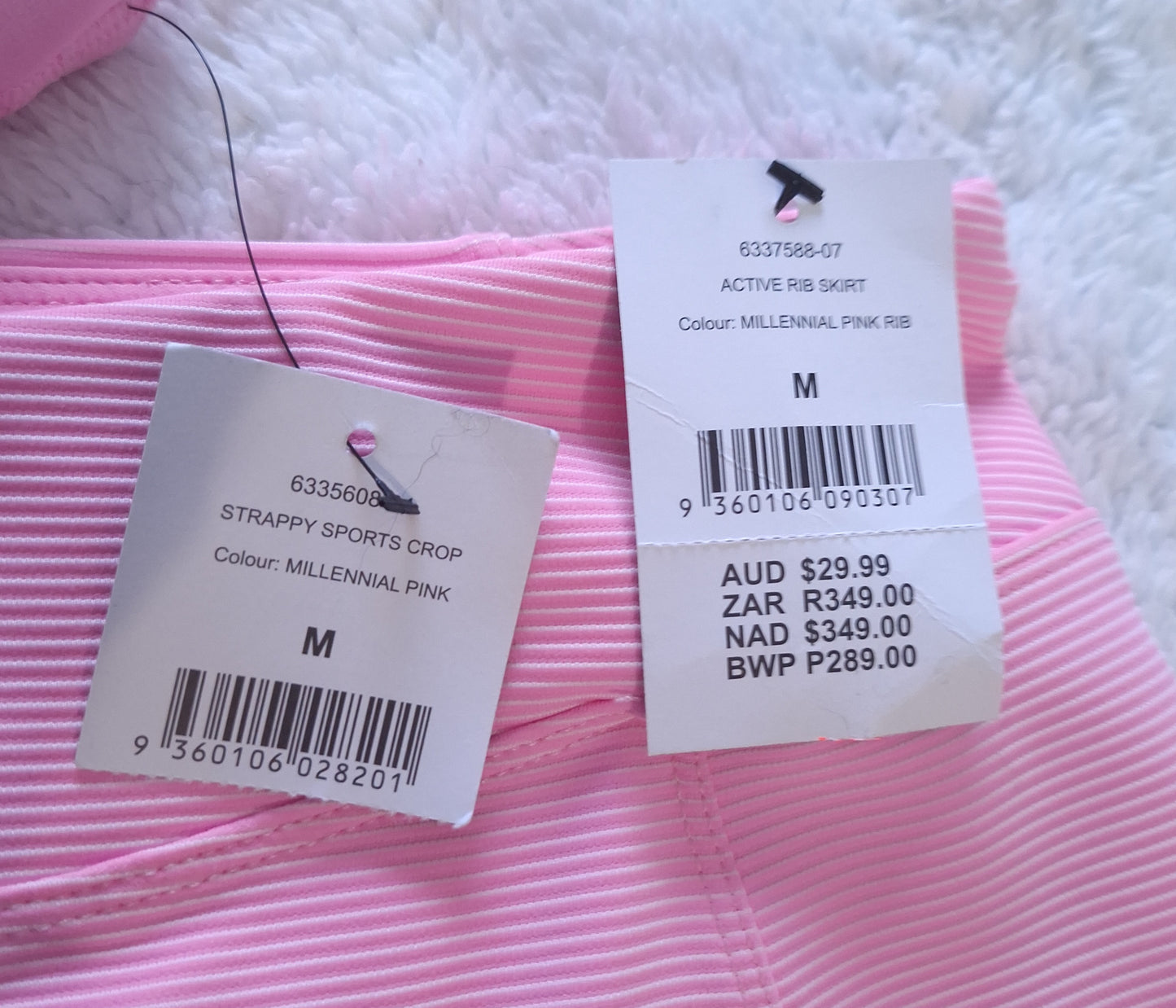 Cotton On Strappy Sports Crop, Active Rib Skirt Colour: Millennial Pink