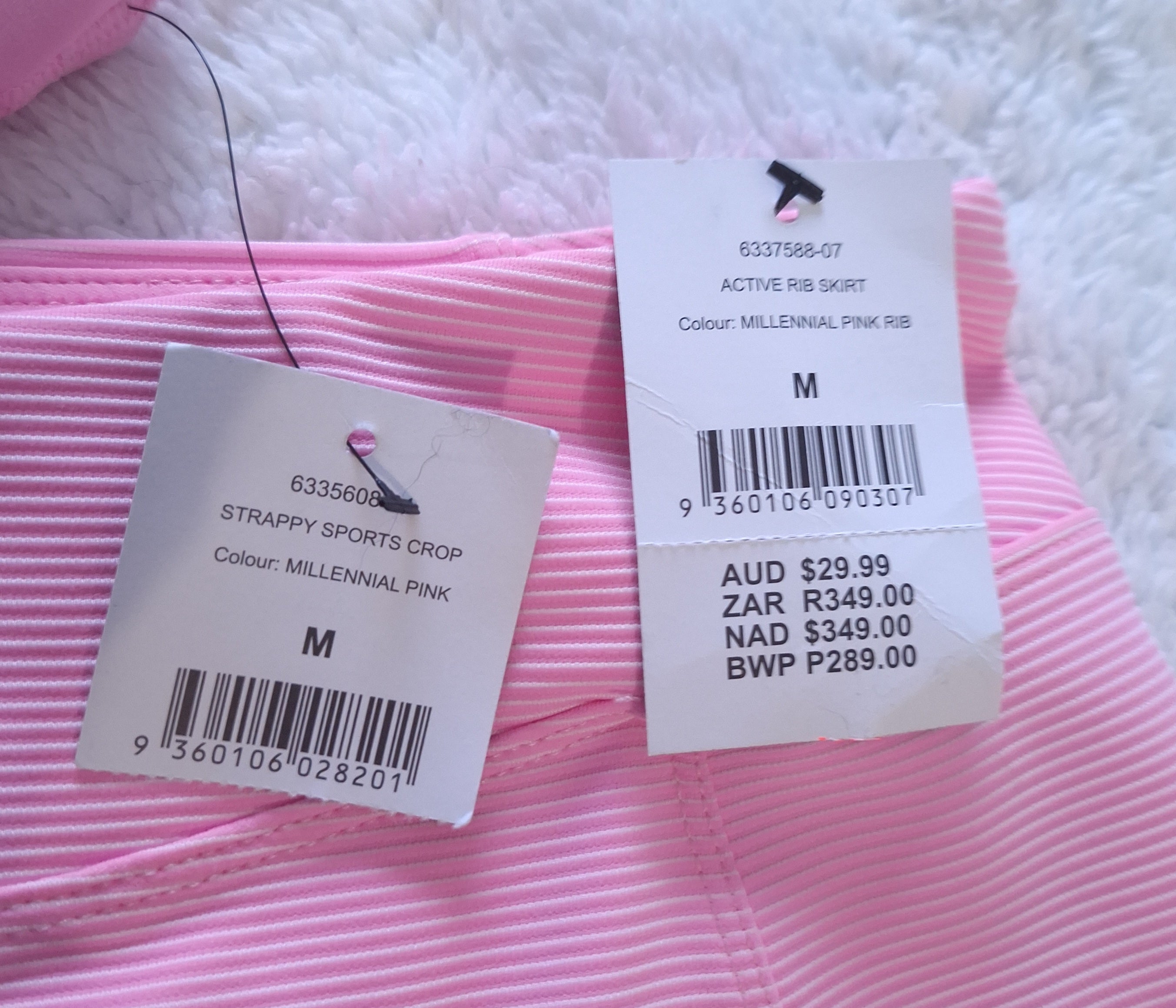 Cotton On Strappy Sports Crop, Active Rib Skirt Colour: Millennial Pink