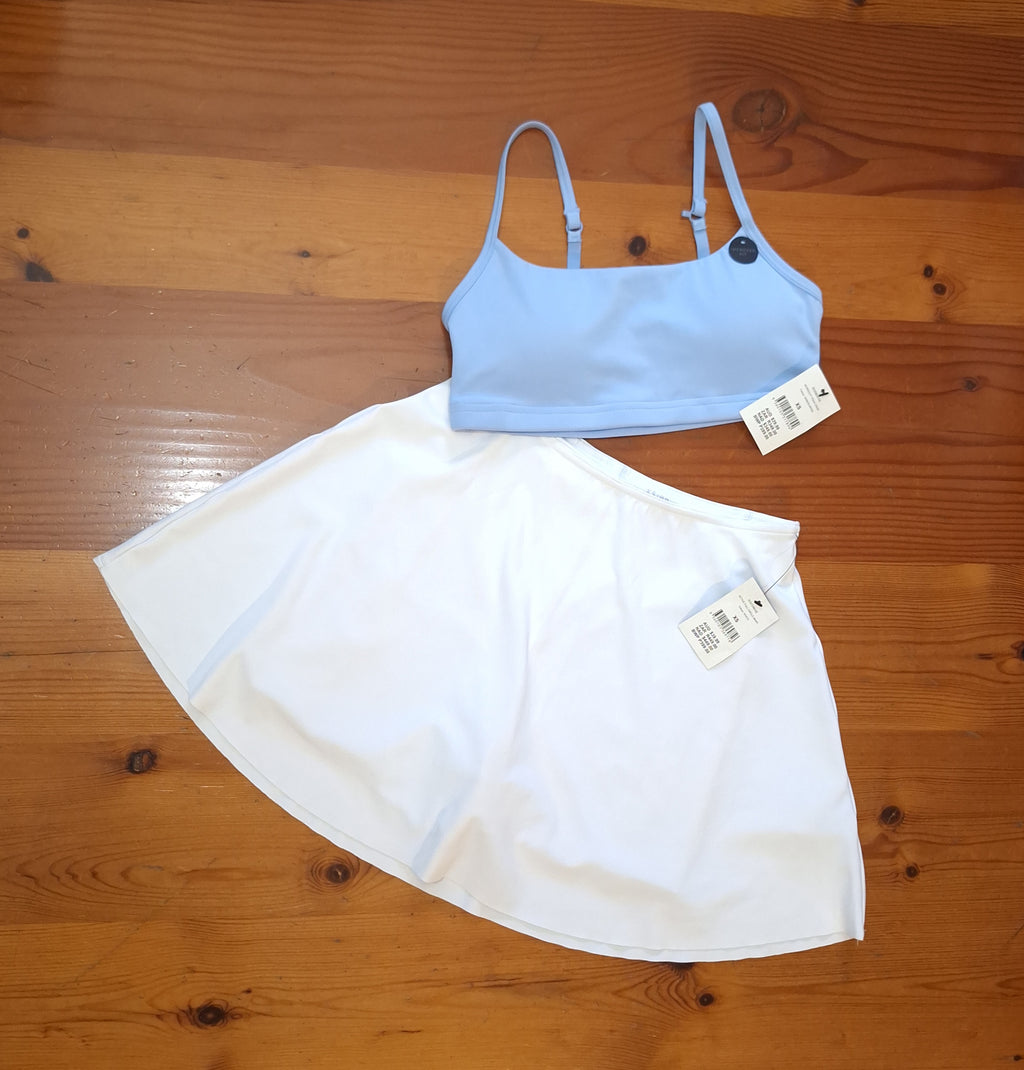 Cotton On Recycled Workout Crop Colour: WindSurfer, Active Full Circle Skirt Colour: White