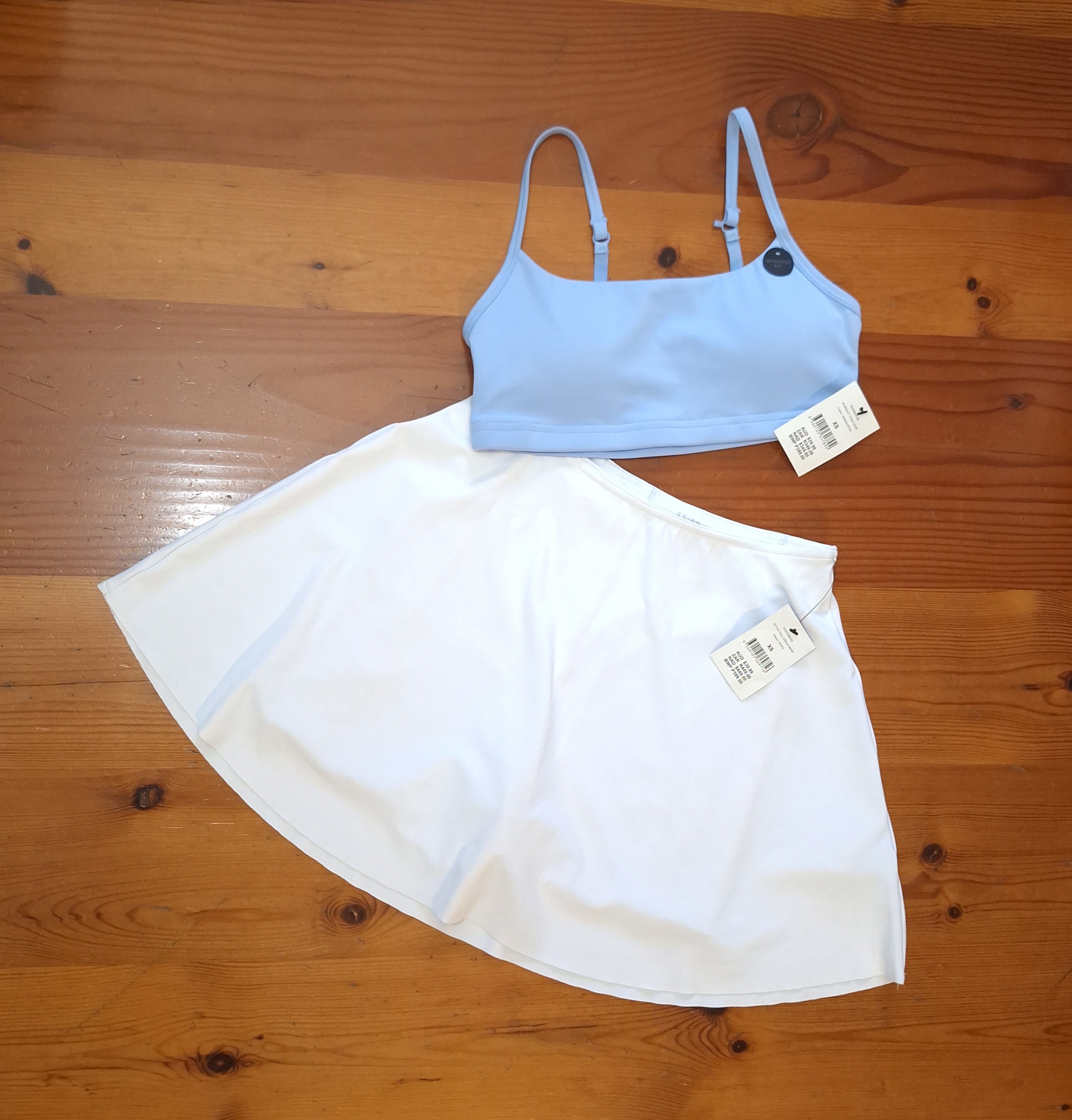 Cotton On Recycled Workout Crop Colour: WindSurfer, Active Full Circle Skirt Colour: White