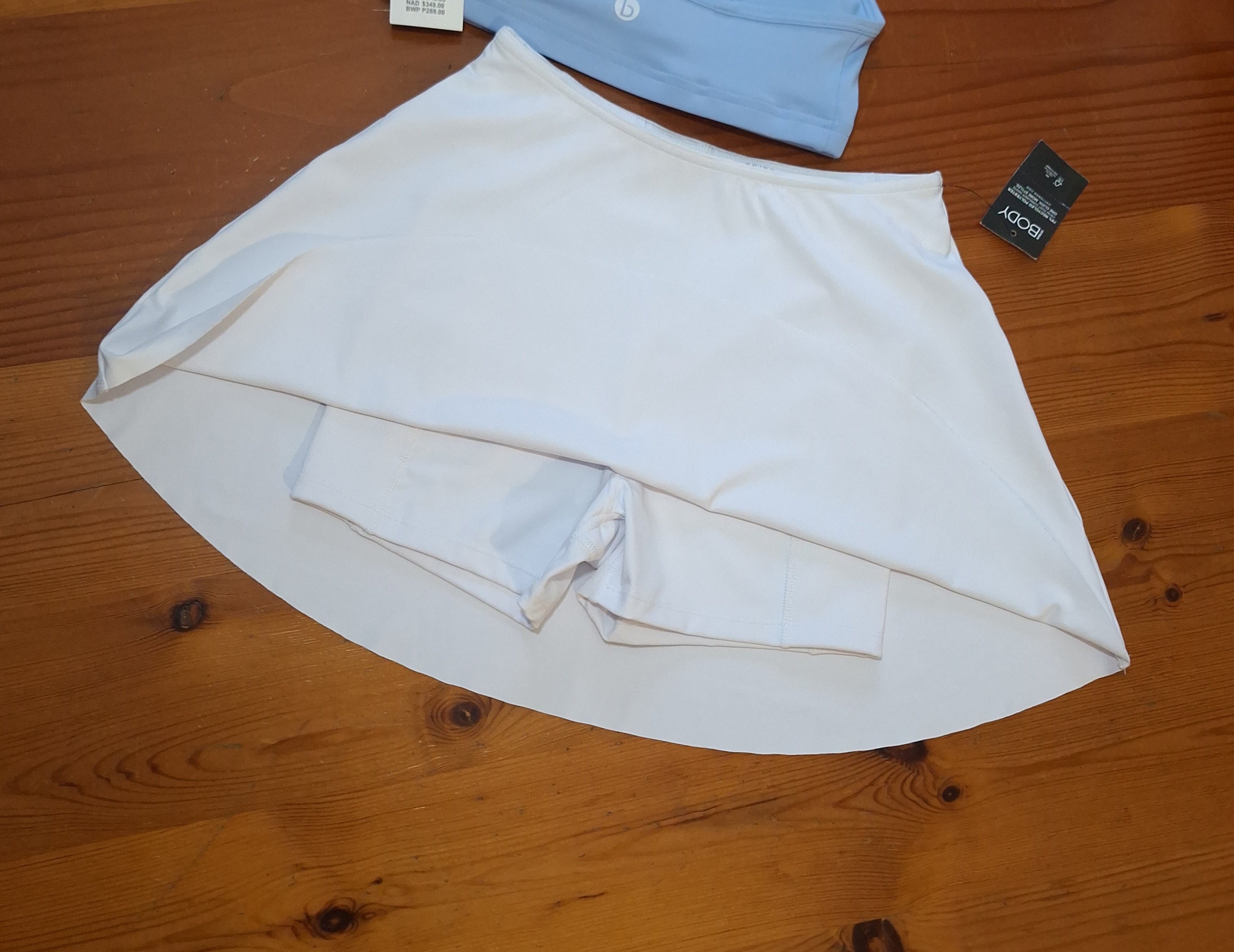 Cotton On Recycled Workout Crop Colour: WindSurfer, Active Full Circle Skirt Colour: White