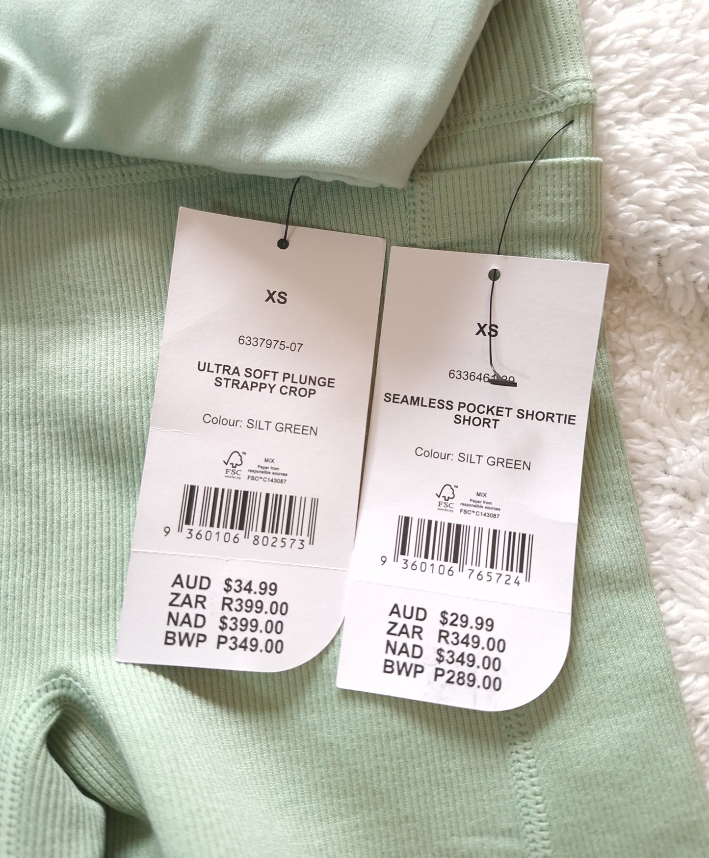 Cotton On Ultra Soft Plunge Strappy Crop, Seamless Pocket Shortie Short Colour: Silt Green